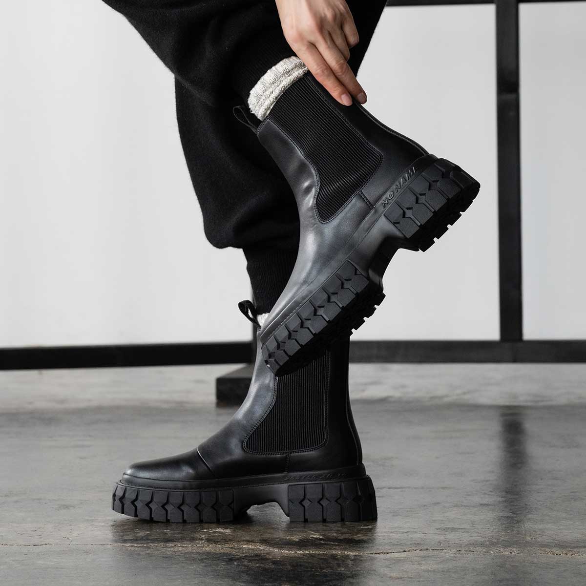 MURATA ORIGINAL9210488スワールトゥ黒27 RAW-EDGE SMOOTH LEATHER GORE BOOTS(23 Black): Y's｜THE SHOP
